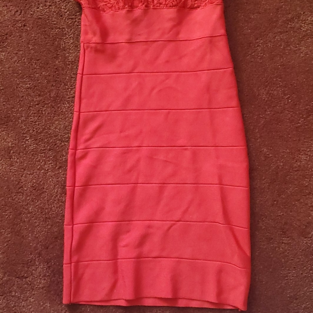 BEBE Red Lace Bandage dress - Picture 5 of 9